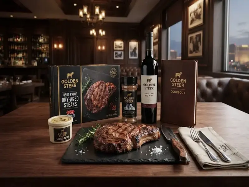 Golden Steer Prime Ribeye Filet Mignon New York Strip Seasonings Sauces and Gourmet Meal Kits